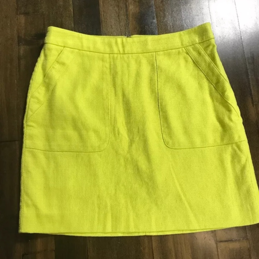 LOFT Women’s Tweed Bright Yellow/Green Skirt 4